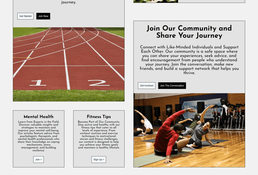 Health website testimonials section